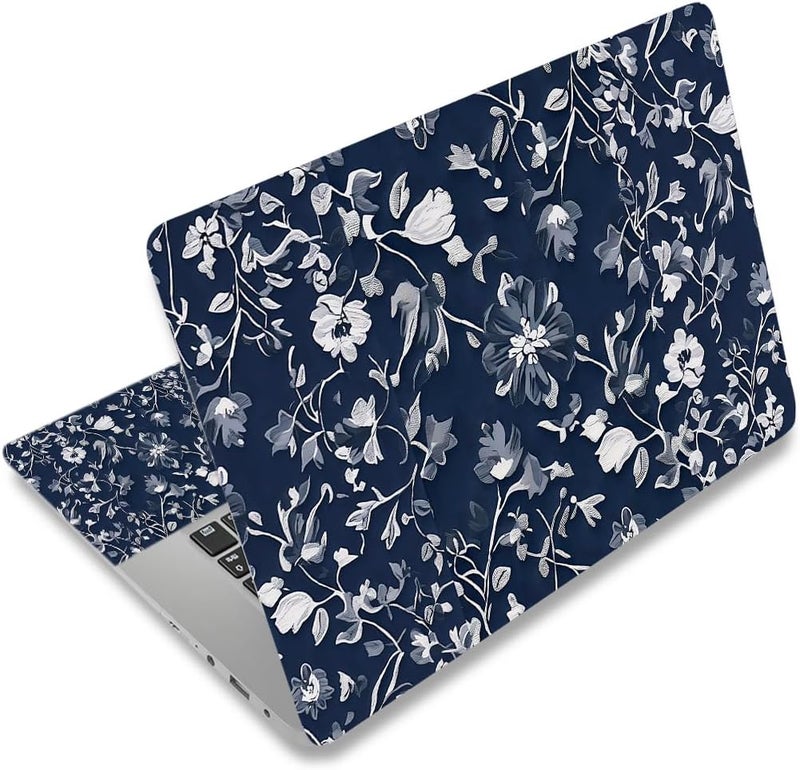 DINKY Laptop Notebook Skin Sticker Cover Decal, Fits 12-15.6 inch Laptops, Blue Art Leaf - Image 1